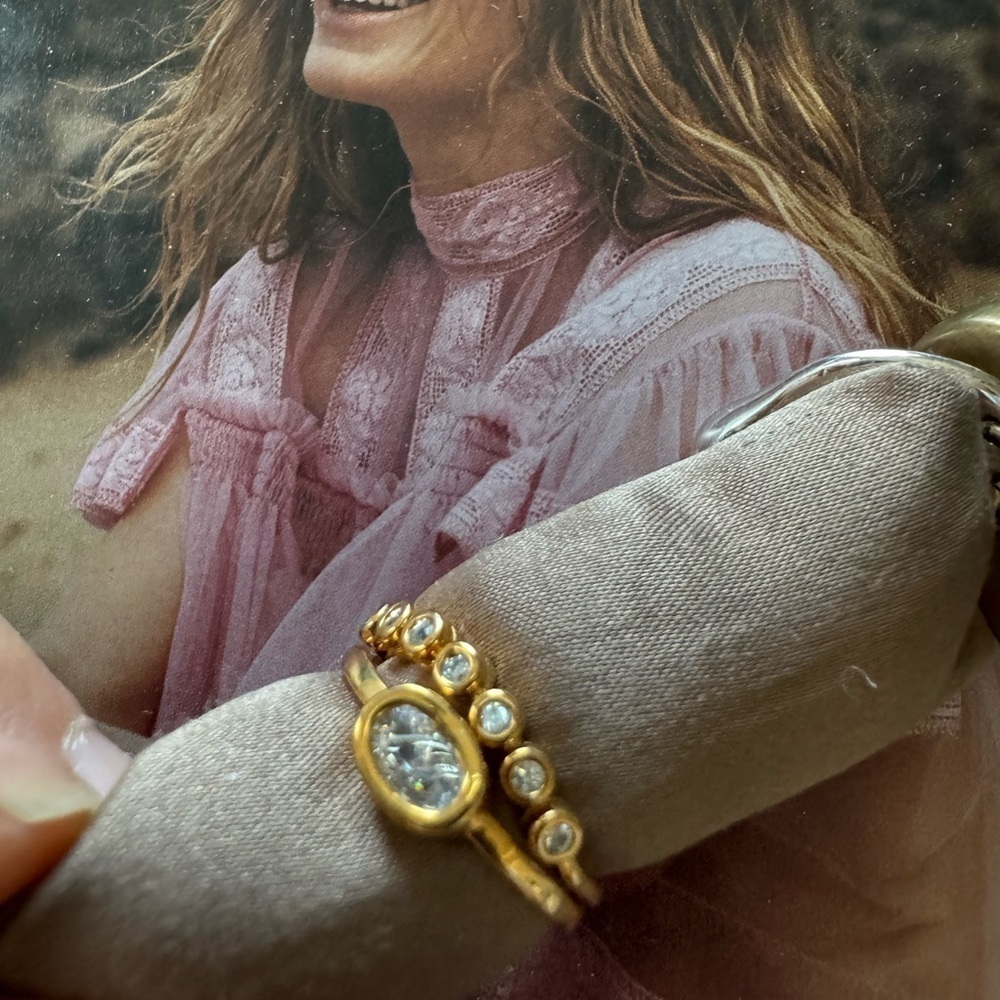 Anthropologie Gold and Silver Ring Set with Intricate Design - Picture 2 of 3